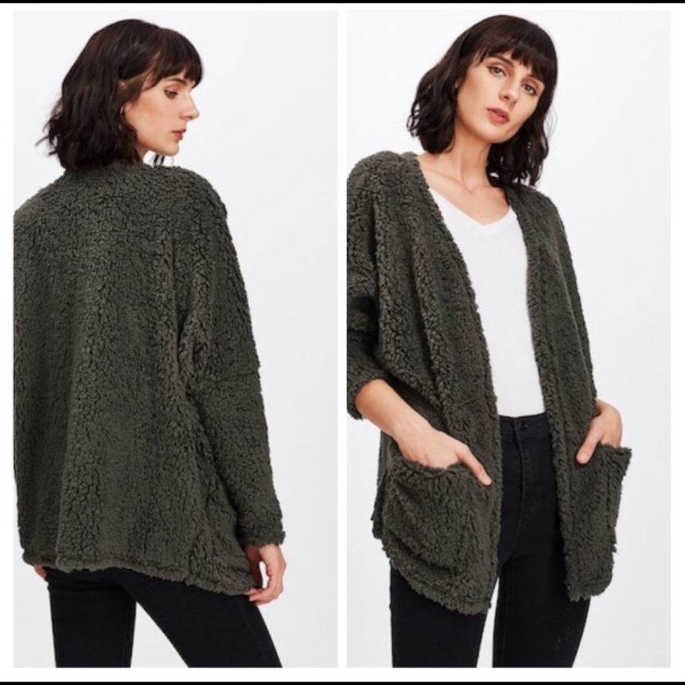 Faux fur open cardigan